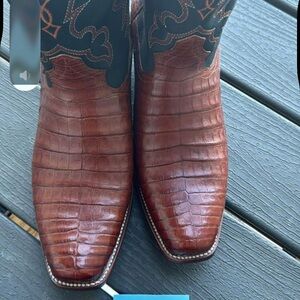 Genuine Leather Caiman Pattern Cowboy Boots